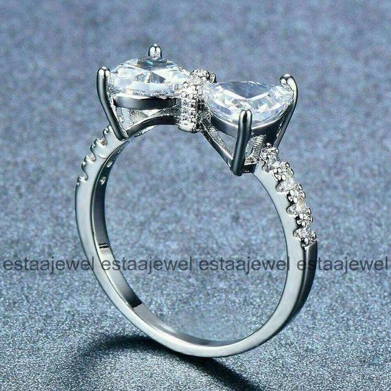 David Morris 18kt White Gold Beaux Double Diamond Ring - Farfetch