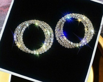 Diamond Earrings, Women's Round Stud Earrings, Wedding Anniversary Earrings, 18k White Gold, Personalized Gifts, Gifts For Women's Earrings