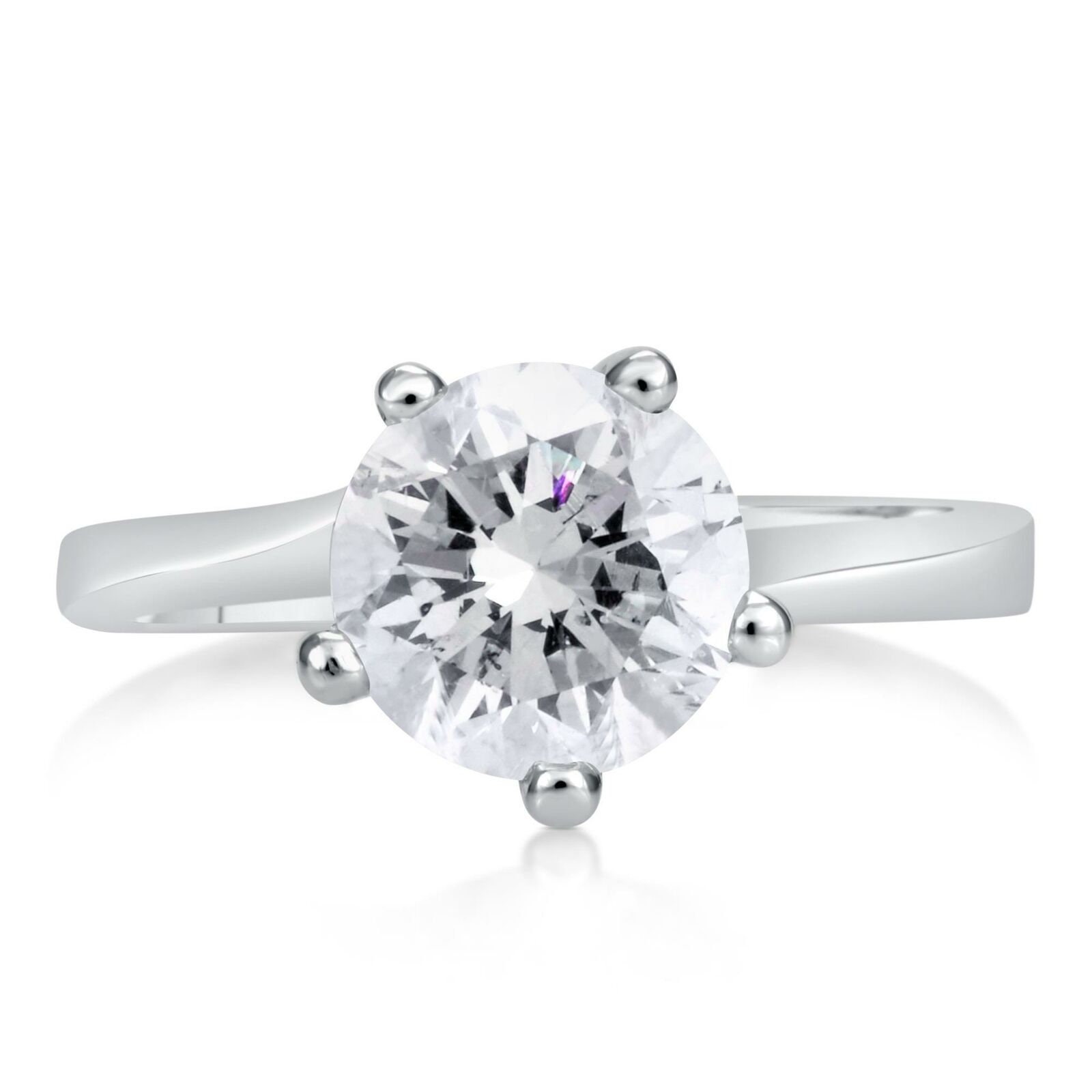 14K White Gold Plated Delicate Engagement Ring 2.1Ct Round Etsy