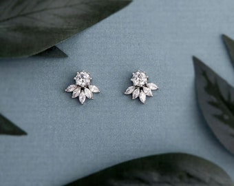 Leafy Stud Earrings, 925 Sterling Silver, Wedding Diamond Earrings, 2Ct Diamond, Stud Earrings For Women, Earrings Set, Personalized Jewelry