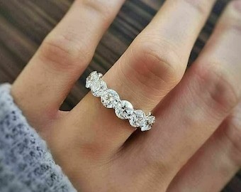 Delicate Eternity Band, 14K White Gold, Wedding Diamond Band, 3 Ct Diamond Ring, Anniversary Gifts For Her, Classic Diamond Rings For Women