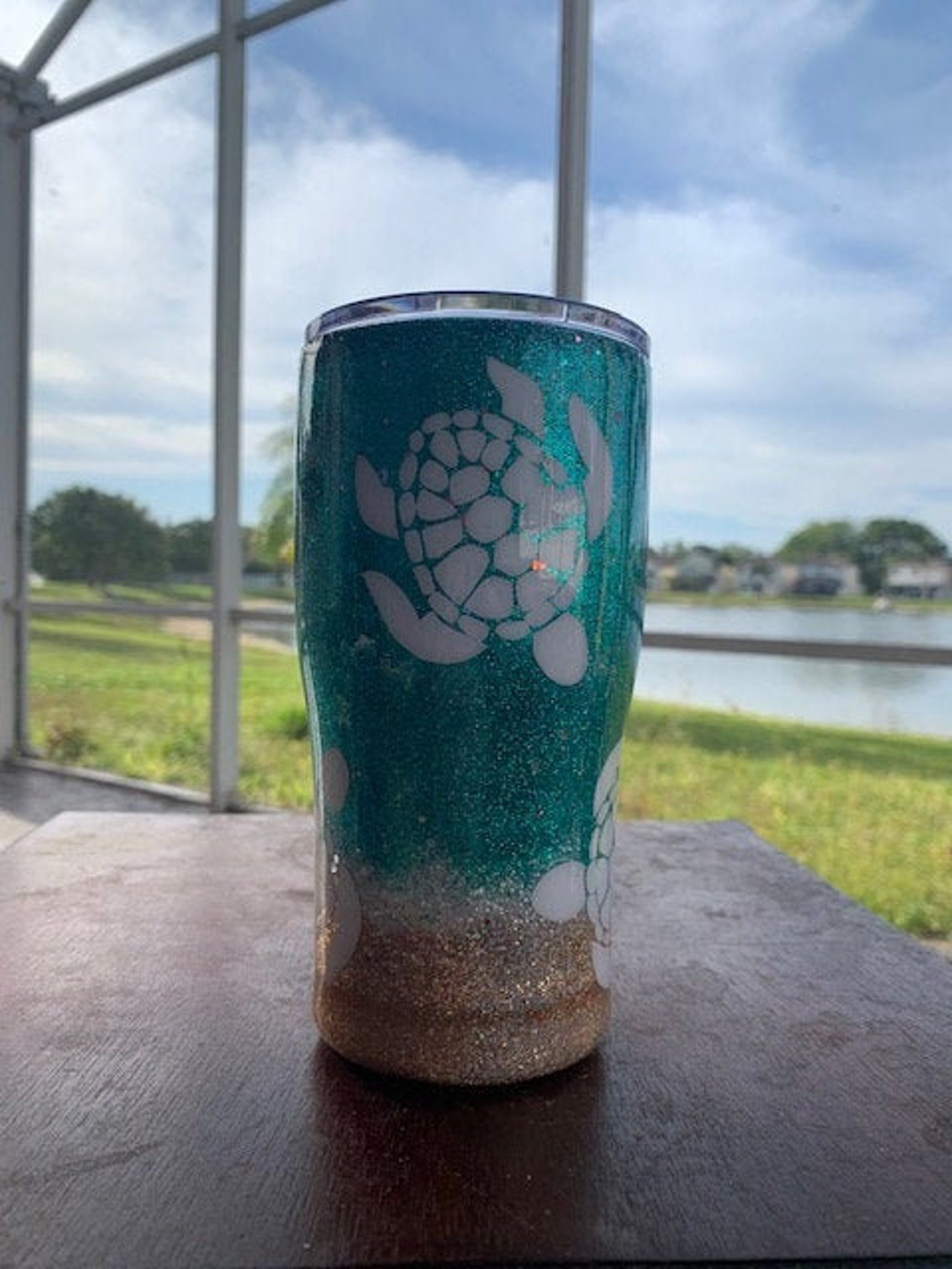 Sea Turtle Tumbler Nautical Tumbler Custom Tumbler With Etsy