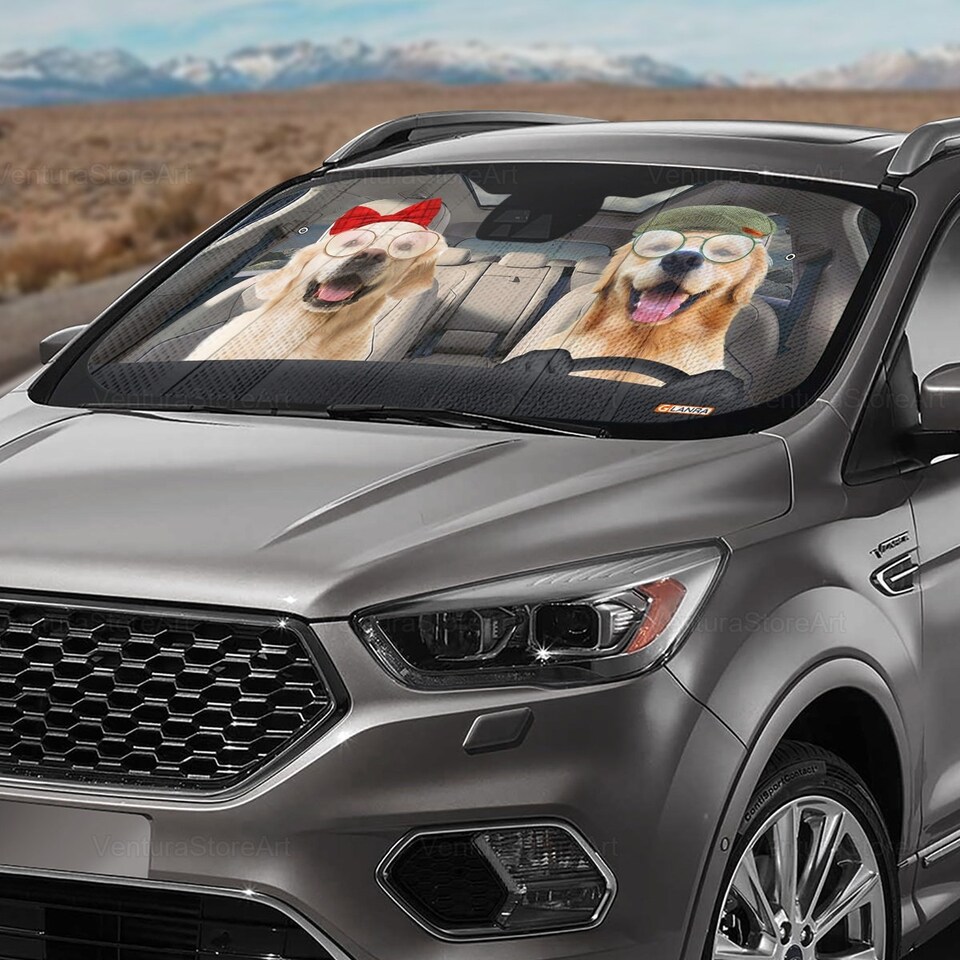 Discover Golden Retriver Car Sunshade, Golden Lover, Golden Car Decor, Gift For Dad, Auto Sunshade