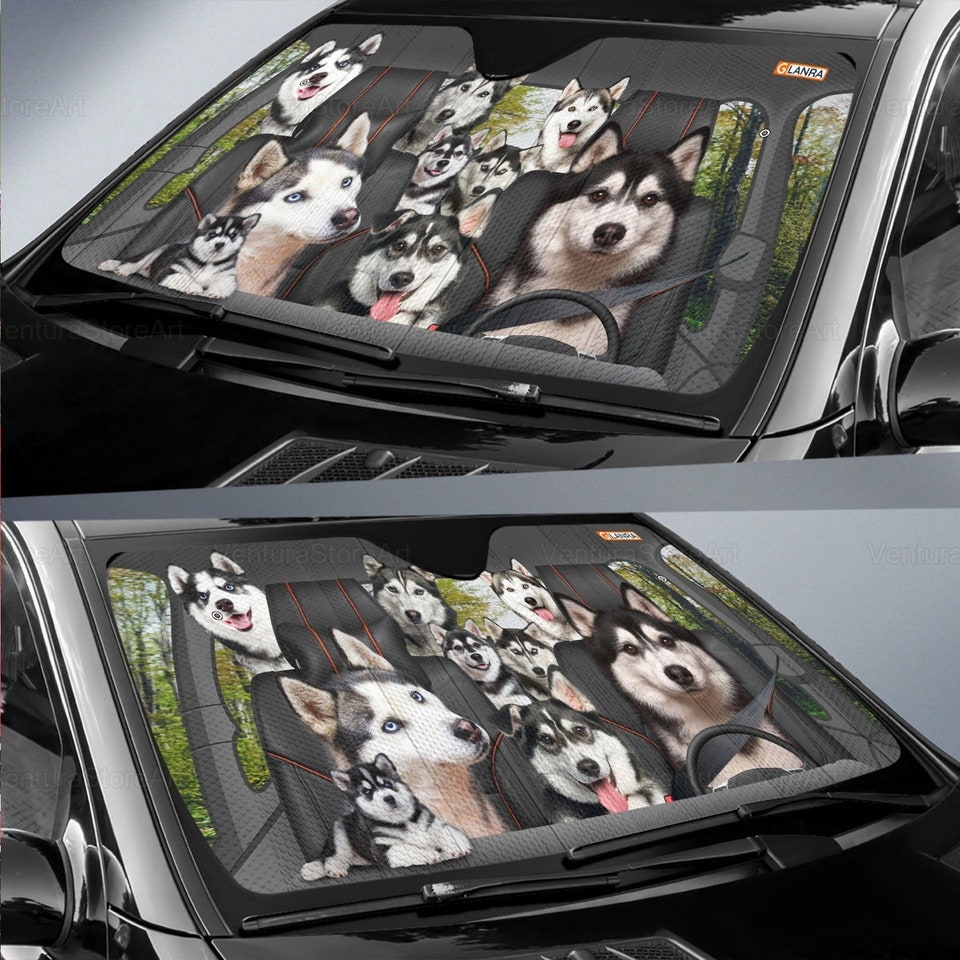 Discover Husky Car Sunshade, Dog Car Decoration, Husky Lover, Auto Sun Shade, Gift For Dad, Car Windshield,