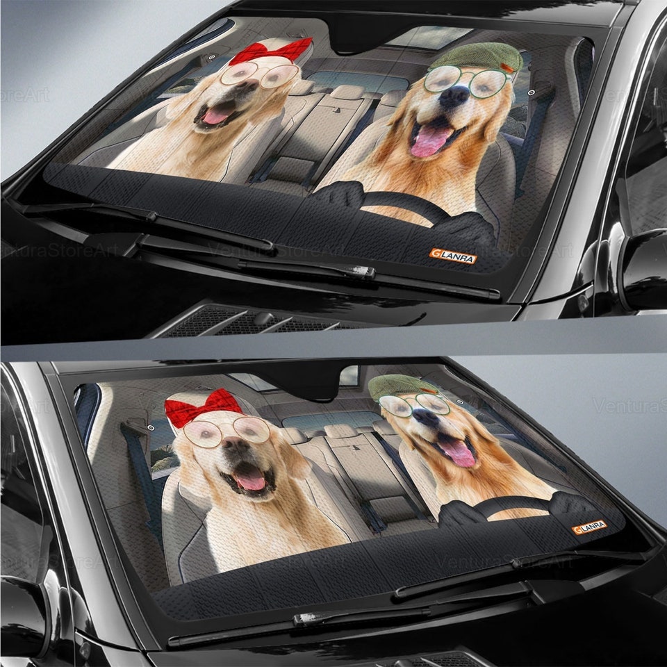 Discover Golden Retriver Car Sunshade, Golden Lover, Golden Car Decor, Gift For Dad, Auto Sunshade