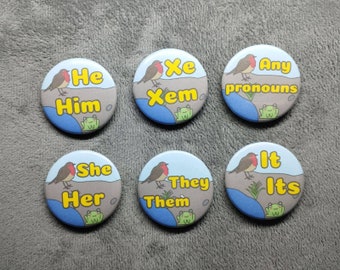 Nature Pronoun Badges | Pronoun Pins | Transgender badges | Nonbinary | Allies | LGBT | LGBTQ | LGBTQIA |