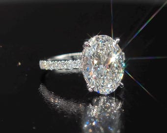 14k White Gold 2ct Lab Grown OVAL Diamond Engagement Ring