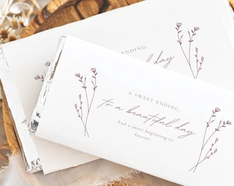 Editable Chocolate Bar Wrapper Template: Personalized Wedding Gift for Guests, Printable and Editable in Canva