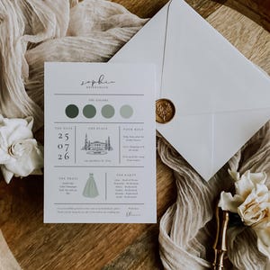 Modern garden bridesmaid info card template printable design