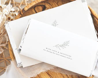 Oliva Essence Chocolate Bar Wrapper Template: Destination Wedding Favors for Guests, Editable in Canva