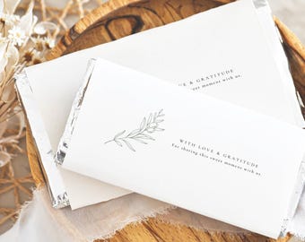 Oliva Essence Chocolate Bar Wrapper Template: Destination Wedding Favors for Guests, Editable in Canva