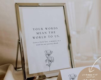 Alba Serenity Guest Book Wedding Sign Template: Minimalist Elegant Wedding Reception Table Decor, Neutral Wedding, Editable in Canva