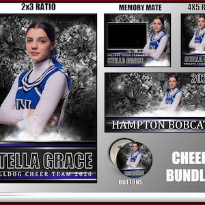Cheer Banner & Print Template Bundle – 4x5, 2x3, Button, Memory Mate, Team PSDs