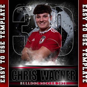 Editable Soccer Senior Banner Template – 4x5 Photoshop PSD | Bold Sports Poster for Senior Night, Coaches & Photographers