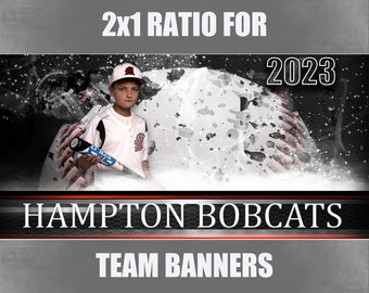 Basebolllagsbanner Photoshop och Photopea-mall