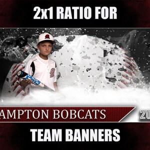 Baseball Team Banner Template 2 x 1 Ratio