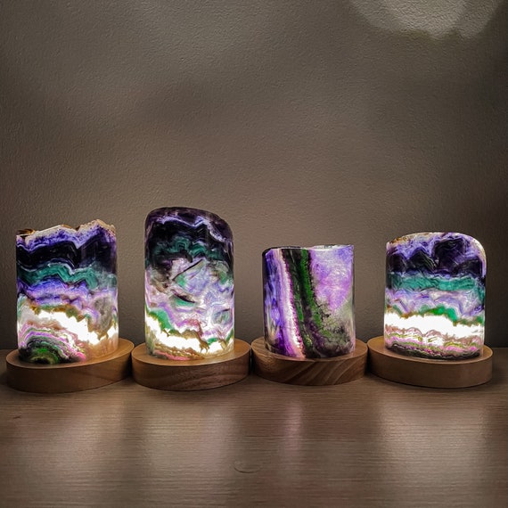 Rainbow Fluorite Crystal Lamp Handmade Natural Stone With Etsy Australia