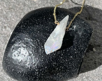 Natural Raw Moonstone Crystal Necklace June Birthstone Gemini Stone Gift