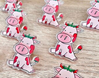 Strawberry Cow Acrylic Pin