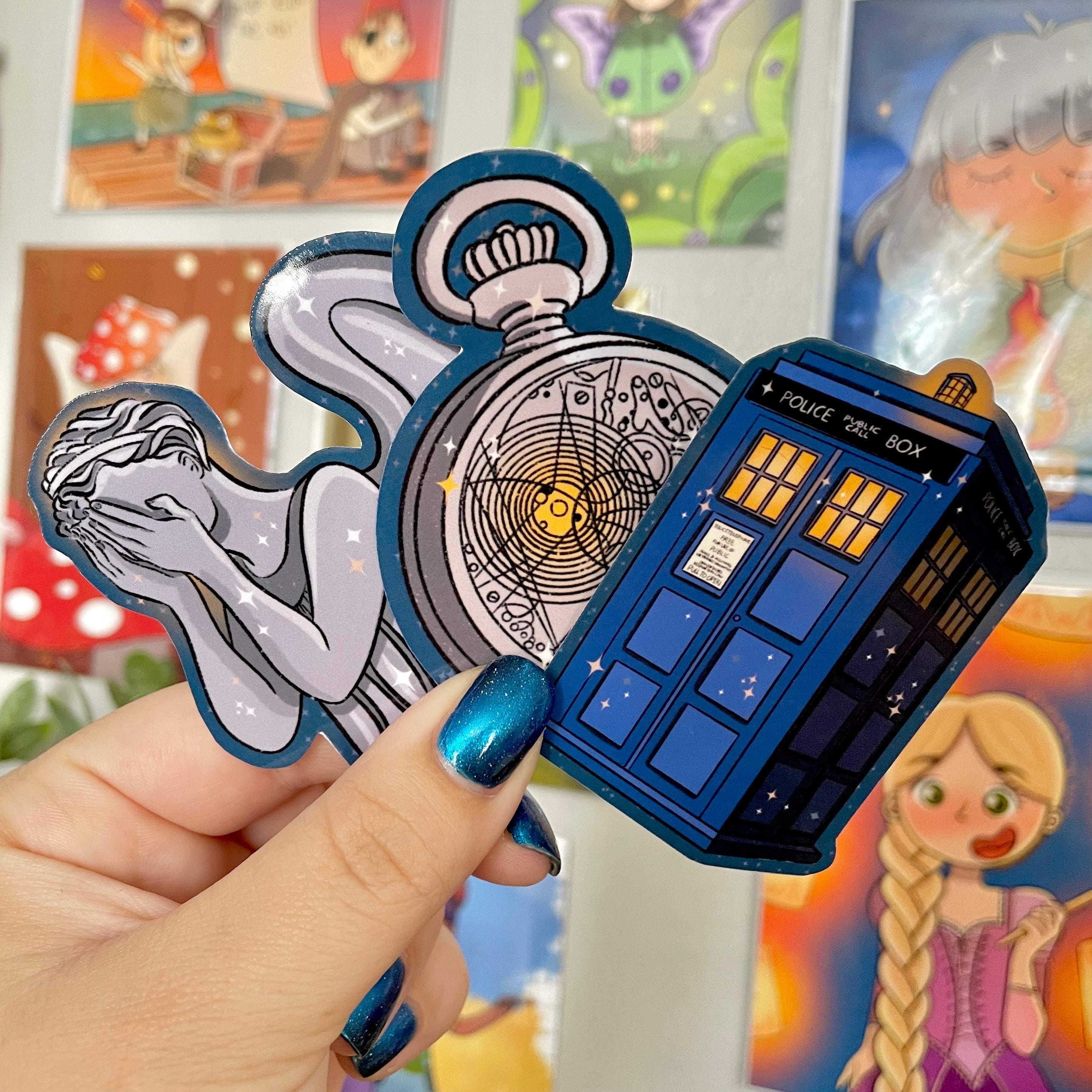 The Doctor Die Cut Sticker Pack - Blink, Police Box, Time-Lord fob watch