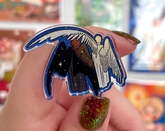 Aziraphale and Crowley Angel Acrylic Pin