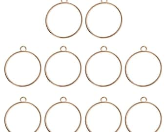 10 pcs Open Back Round Resin Bezel Jewellery pendant, Gold Colour, Round UV Resin Open Back Bezel, Diameter 25mm