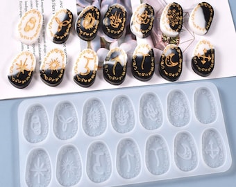 Runes Silicone Mould, Viking Runes Epoxy Resin Pendant Mold, Runic Alphabets Jewellery Polymer Clay Tool, Viking Runes Stone