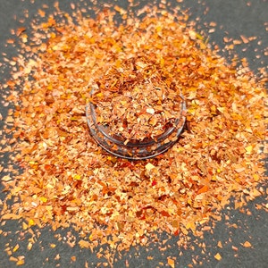 Flocons scintillants orange holographiques, Cuivre, Flocons scintillants holographiques en cellophane, Éclats de paillettes, Fournitures créatives, Paillettes cuivre pour nail art