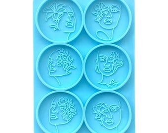 Goddess Circle Shape Silicone Mould, Round Female Heads Phone Grip Mold, Resin Phone Grip Mould, Woman Flower Mold, Lady Phone Grip Mold