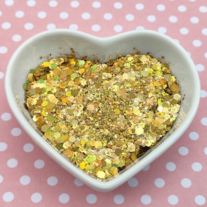 Holographic Gold Chunky Glitter Mix, Resin Supplies, Nail Art Glitter, Craft Supplies