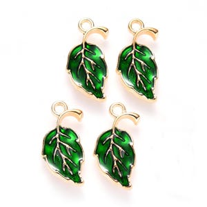 Green Leaf Enamel Charms Jewellery Pendant, Green Enamel Leaf Charm for Jewelry Making DIY Jewelry Accessories