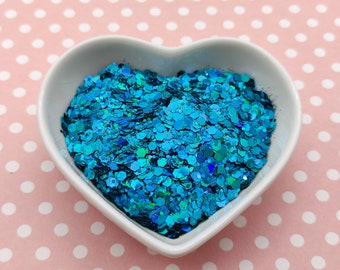 Holographic Turquoise/Blue Chunky Glitter Mix, Blue/Green Glitter, Resin Supplies, Nail Art Glitter, Craft Supplies