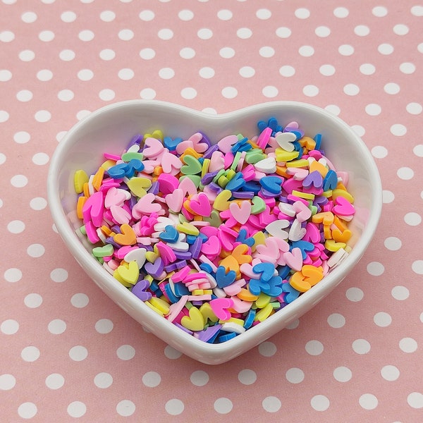10g/20g Heart Mix Clay Fimo Slices, Colourful Hearts Resin Craft Supplies, Nail Art, Polymer Clay Slices, Slime Supplies