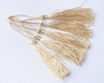 10 pcs Cream Bookmark Tassels, Silky Craft Tassels, Decorative Tassel Sewing, Tassle for Resin Bookmarks