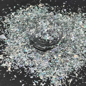 Holographic Silver Glitter Flakes, Holographic Cellophane Glitter Flakes, Glitter Shards, Resin Supplies, Craft Supplies, Nail Art Glitter