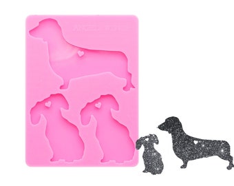 Sausage Dog Keychain Silicone Mould, Epoxy Resin Pendant Mold, Dachshund Dog Keychain Mold, Polymer Clay Jewellery Mold, Shiny Keychain Mold