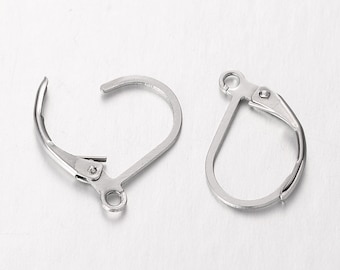 Stainless Steel Leverback Earring Findings with loop, Plain Leverback Errings, Stainless Steel Leaver Backs, Small Leaver Backs