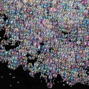 Perles de caviar transparentes irisées de 0,6-3 mm, 20 g/50 g, Sans trou, Résine époxy UV de remplissage, Décoration nail art, Mini perles, Microbilles de caviar en verre
