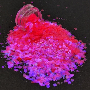 Mélange de paillettes translucides rose vif, mélange de paillettes rose néon irisé, fournitures de résine, paillettes d’art d’ongle, fournitures d’artisanat, fournitures de slime
