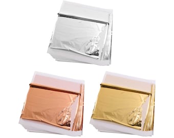 100 sheets Imitation Gold Leaf Foil, Silver Leaf Foil, Copper Leaf Foil, Gold Leaf Sheets, Nail Art Supplies, Gilding, DIY Arts and Crafts