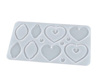 Heart Shape Statement Earring Silicone Mould, Hearts Earring Epoxy Resin Pendant Mold, Heart Jewellery Polymer Clay Tool, UV Resin Mold
