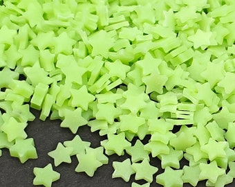 Glow In The Dark Star Polymer Clay Slices 5mm, Green Stars Clay Fimo Slices, Glow-In-The-Dark, Nail Art, Polymer Clay Slices, Slime Supplies