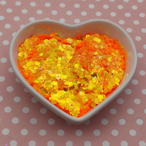 Mélange de paillettes orange vif translucide, Mélange de paillettes orange néon irisé, Fournitures en résine, Décorations pour ongles scintillantes, Fournitures créatives, Fournitures slime