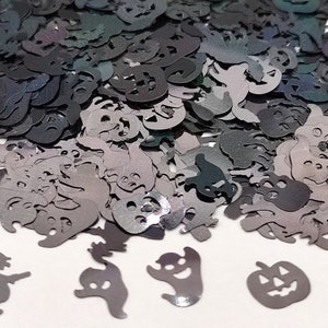 Paillettes d'Halloween, Paillettes fantasmagoriques de chat noir, Paillettes en forme de tête de mort d'Halloween, Paillettes de citrouille holographiques avec remplissage de slime, Fournitures en résine