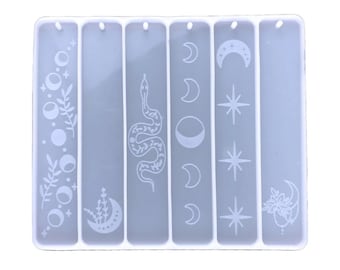 Bookmark Silicone Mould, Moonphase Imprinted Resin Mold, 6 Cavity Embossed Bookmark Mould, Snake Resin Art, Craft Supplies, Resin Supplies