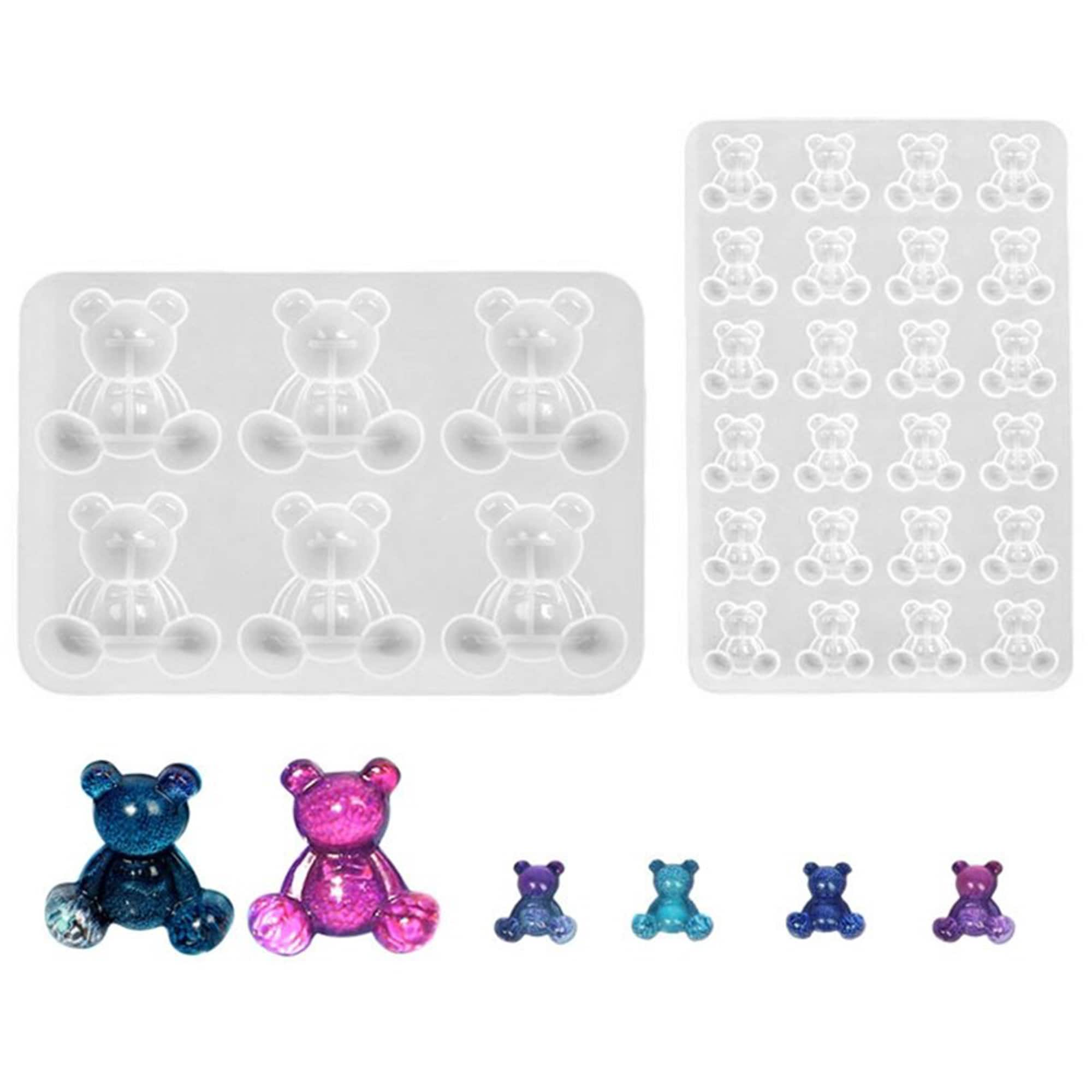 LUSHYUM Large Gummy Bear Molds 5 mL, BPA-Free Silicone Chocolate Candy Gummy Molds with 4 Droppers and Cleaning Brush 140 Cavity, Set of 4