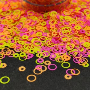 Cercles colorés fluorescents Glitter, Circle Neon Nail Art Glitter, Fluorescence Nail Glitter, Résine Fournitures, Neon Rainbow Glitter