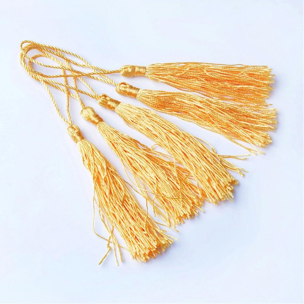 10 pcs Sunflower Yellow Bookmark Tassels, Silky Craft Tassels, Decorative Tassel Sewing, Tassle for Resin Bookmarks