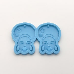 Afro Girl Earring Silicone Mold, Cute Afro Girl Epoxy Resin Pendant Mold, Afro Curly Woman Mould, Resin Supplie Mold