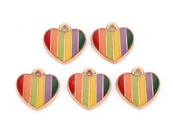 Assorted Alloy Enamel Charms - Rainbow Heart & Flower Charms For Jewelry Making